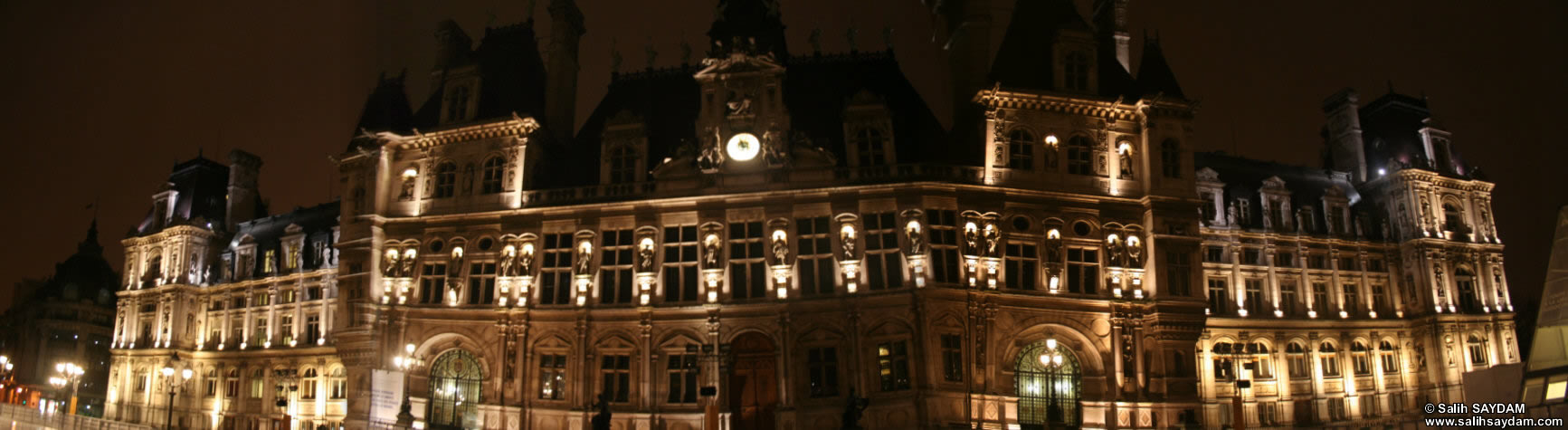 City Hall of Paris (Hôtel de Ville) Panorama 1 (At Night) (Paris, France)