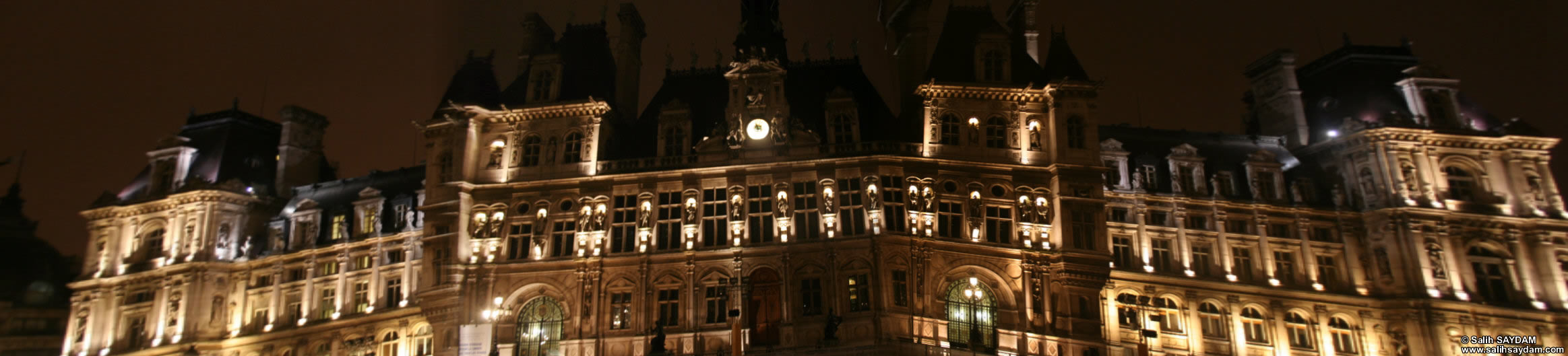 City Hall of Paris (Hôtel de Ville) Panorama 2 (At Night) (Paris, France)