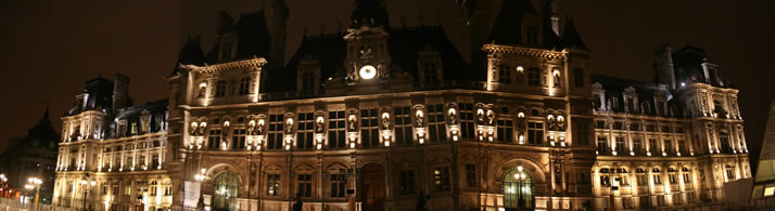 Paris Belediyesi (Hôtel de Ville) Panoraması 1 (Gece) (Paris, Fransa)