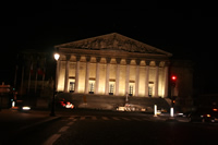 French National Assembly (Assemble Nationale, Palais Bourbon) Photo Gallery (At Night) (Paris, France)
