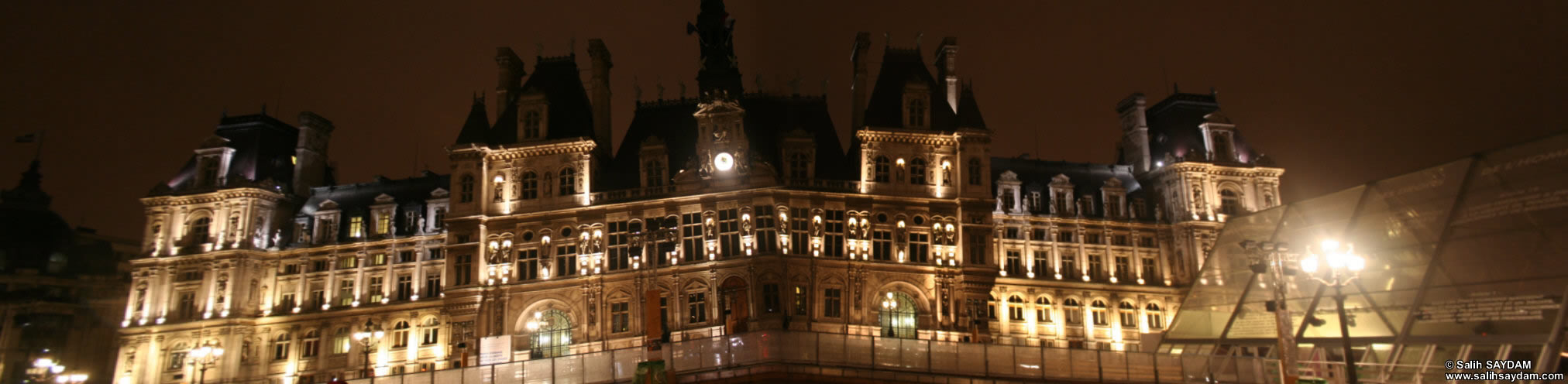 City Hall of Paris (Hôtel de Ville) Panorama 4 (At Night) (Paris, France)