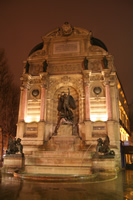 The Fontaine St. Michel (La Fontaine St.Michel) Photo Gallery (At Night) (Paris, France)