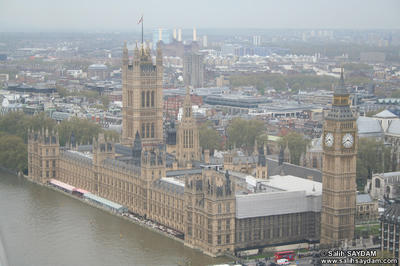 House of Parliament (Parlamento Binas) ve Big Ben Fotoraf Galerisi 02 (London Eye'dan) (Londra, ngiltere, Birleik Krallk)